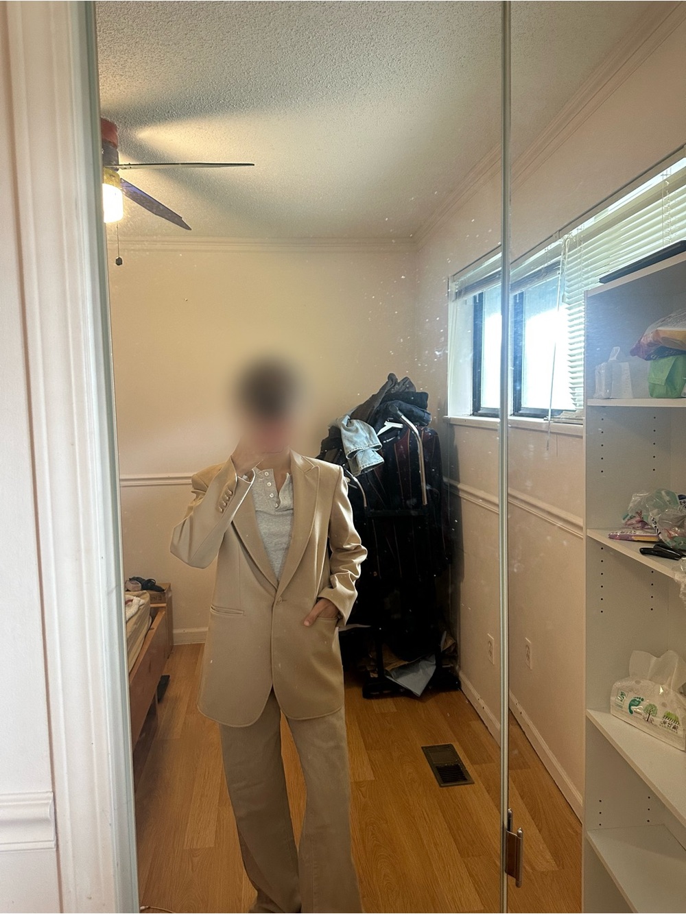 Sandro Beige Single-Breasted Blazer